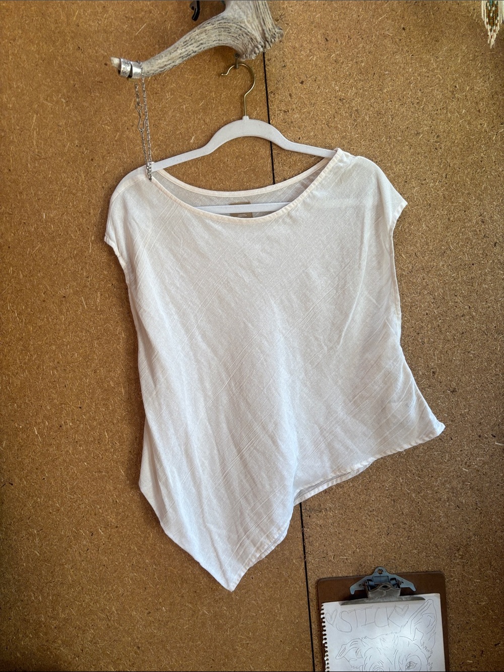 Free People Cream Asymmetric Short-Sleeve Tunic - Picture 1 of 3